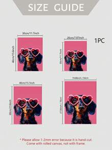 1pc Dachshund Canvas Art Painting, Modern Decorative Art Style Dog Wall Art, Frameless Animal Theme Ink Painting, Retro Pink Wall Decor, Suitable For Bedroom, Living Room, Home Office - Vertical Poster, Birthday Graduation Gift - Multicolor - View 6