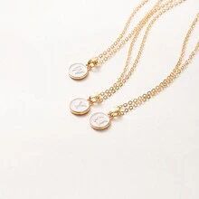 1pc Initial Letter A-Z Pendant Necklace, Gold Color Disc Charm Necklace, Suitable For Birthday, Mother's Day, Valentine's Day, Daily Wear Valentines,Mom,Mother,Mother's Day,Gift