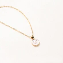 1pc Initial Letter A-Z Pendant Necklace, Gold Color Disc Charm Necklace, Suitable For Birthday, Mother's Day, Valentine's Day, Daily Wear Valentines,Mom,Mother,Mother's Day,Gift