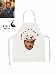 1 Piece DIY Photo Custom Apron, Customization,Waterproof Horizontal Weave Nylon Fabric With Photo Mom Men Women Customized Funny Pictures Chef Cooking Kitchen Apron Personalized Kitchen Waterproof Apron Custom Photo Logo Picture Name Chef Chef Apron Perfect For Mom Husband Girlfriend Girlfriend Boyfriend Father's Day - Multicolor - View 1