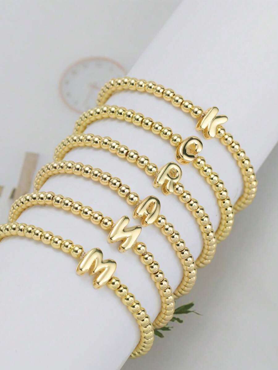 Fashionable Letter Pendant Women's Bracelet, Luxury Adjustable Chain Bracelet With A-Z Letter Charms, Women Jewelry Gift - Gold - View 1