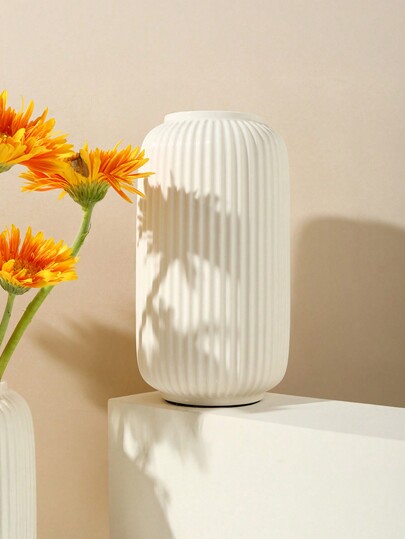 1PC Shatterproof Ceramic Like Plastic Vase Moderne Minimalist Glossy Wit Geometric Contour Textured Matte ing, Non Breakable Tabletop Living Room/Office/Gallery, All Season Monochromatic Art Centerpiece Birthday Graduation Home Room Flower Glass view 8