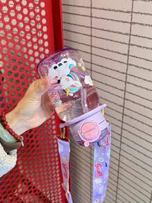 高品质儿童水瓶，夏季便携式饮水杯，小学生女孩带吸管水杯，时尚设计