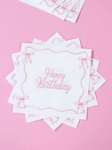 Pink Bowknot Themed Party Disposable Paper Tableware, 8pcs 7inch&9inch Happy Birthday Disposable Pink Paper Plates, 16pcs Bow Napkins Suitable For Pink Theme Party Decor, Party Favor, Birthday Decor, Birthday Gifts, Kitchen Decor, Gender Reveal Decor Babe Shower Decor Holiday Family Activities Event Party Decoration Supplies Set - Pink Bow - View 5
