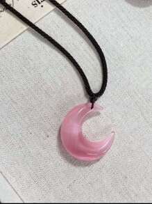 1 Stück Mondlicht Zen Sichel Mond Anhänger Halskette, Mondstein, einzigartiges Paar Accessoire, Choker Halskette