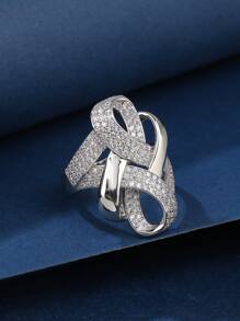 1 件女士时尚空心扭曲设计戒指，多种金属颜色可供选择 - 000567 - 查看 2