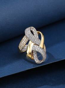 1 件女士时尚空心扭曲设计戒指，多种金属颜色可供选择 - 000567 - 查看 3