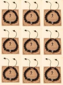 1pc Futebol Beaded Braided Bracelet, Minimalista e Moda Masculina Jóias
