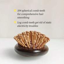 1pc Hand Carved Sandalwood Air Cushion Comb With Bamboo Teeth, Oval Scalp Massage Brush, Suitable For All Hairstyles, Wooden Hairstyle Comb