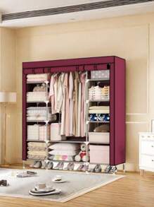 1 pieza Armario de ropa de ensamblaje fácil multicolor, armario de tela reforzada para dormitorio/decoración de apartamento de alquiler