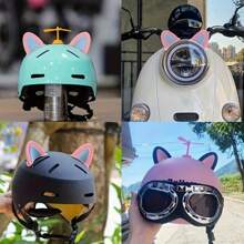 2pcs Cute Cat Ear Motorcycle Electric Scooter Helmet Decorative Accessories, Suitable For Car Steering Wheel, Rearview Mirror, RV Interior Decoration, Multi-Functional, Available In Multiple Colors - Multicolor - View 3