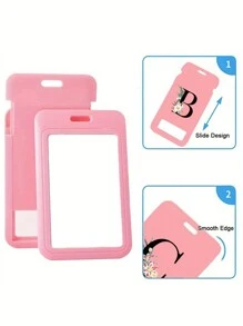 Gepersonaliseerde roze intrekbare ID-badgehouder met sleutelhanger, bedrukt met madeliefjesletters A-Z-patroon, harde ID-badgehouders met intrekbare ID-rol, ID-kaarthouder, plastic creditcardbeschermer, ID-kaarthouder voor verpleegster, dokter, leraar (roze)