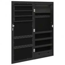 Stylish Wall Mounted Black Mirror Cabinet With Lighting Storage Organizer - Black - View 7