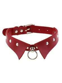 1 件朋克风格可调节心形皮革颈链，性感项圈项链适合女性、男性和中性，适合日常、节日、派对、圣诞节、情人节、狂欢节、妈妈、母亲、母亲节、礼物 - 紅色 - 查看 3