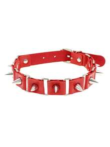 1 件朋克风格可调节心形皮革颈链，性感项圈项链适合女性、男性和中性，适合日常、节日、派对、圣诞节、情人节、狂欢节、妈妈、母亲、母亲节、礼物 - 紅色 - 查看 7