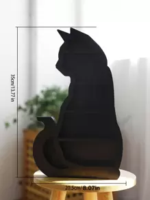 1个复古哥特式黑色木质三层猫形饰品架，适合展示天然石水晶柱和精油瓶，适用于家居装饰，客厅、办公室、书房、卧室，可用作水晶收纳架、瑜伽冥想装饰，尺寸：35 * 21 * 3 厘米 - 黑色 - 查看 3