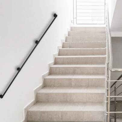 kangten 12ft Wall Mount Hand Rail Metal Staircase Grab Galvanized Iron Stair Handrail 3.6M Handrail Stair Rail Grab Bar Handle Balustrade