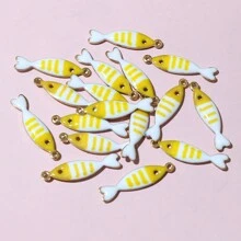 20 piezas de 18x5mm Colgantes de acero inoxidable con esmalte de peces, accesorios para hacer joyas DIY de acero inoxidable