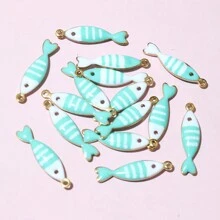20 piezas de 18x5mm Colgantes de acero inoxidable con esmalte de peces, accesorios para hacer joyas DIY de acero inoxidable