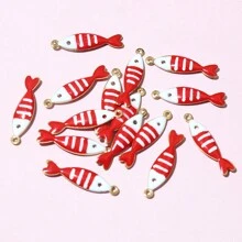 20 piezas de 18x5mm Colgantes de acero inoxidable con esmalte de peces, accesorios para hacer joyas DIY de acero inoxidable