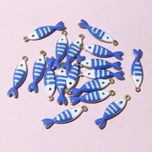 20 piezas de 18x5mm Colgantes de acero inoxidable con esmalte de peces, accesorios para hacer joyas DIY de acero inoxidable