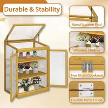 Greenhouse Wooden Cold Frame Greenhouse, Garden Portable Mini Greenhouse Cabinet, Raised Flower Planter Shelf Protection,For Outdoor Indoor Yard Balcony - Nâu_Như được hiển thị - Xem 3