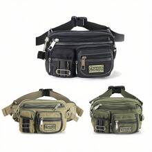 Fashionable Multi-Layer Canvas Waist Fanny Pack, Retro Basic Crossbody Chest Bag For Casual Use - Khaki - View 6