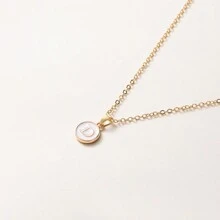 1pc Initial Letter A-Z Pendant Necklace, Gold Color Disc Charm Necklace, Suitable For Birthday, Mother's Day, Valentine's Day, Daily Wear Valentines,Mom,Mother,Mother's Day,Gift