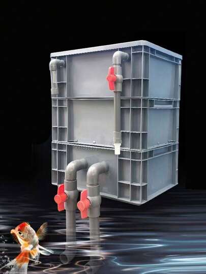 Aquarium Filter - Medium-Sized 3-Layer Dry & Wet Separation Filter, Turntable Filter Box, Fish Tank Circulation Filtration System, Top-Mounted Drip Tray, Fish Pond/Fish Tank/Turtle Tank