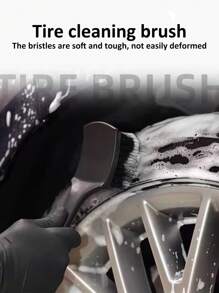 1入組汽車輪胎輪框清潔刷細節刷洗毛巾通用車輪輪胎清潔工具汽車配件 - 黑色 - 查看 3