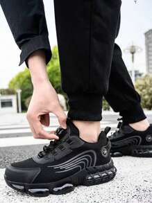 Men's Work Shoes Outdoor Steel Toe Hiking Shoes With Rotary Button, Plus Size Men's Shoes For Construction Site, Warehouse, Handling, All Season - Black - View 6