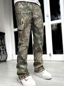 Men's Fashion Versatile Casual Outdoor Activity Denim Cargo Jeans, Streetwear Comfortable Cargo Pants Fit, All Season