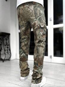 Men's Fashion Versatile Casual Outdoor Activity Denim Cargo Jeans, Streetwear Comfortable Cargo Pants Fit, All Season