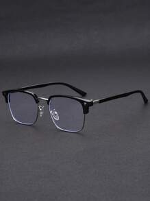 1 Stück Herren Metallhalb-Rahmen Business Retro Nicht-Rezept Brille, geeignet für den täglichen Gebrauch, Computerspiele, Büroarbeit