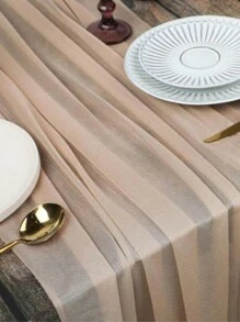 1pc Chiffon Table Runner, Wedding Table Tablecloth, For Long Romantic Country Party Baby Bride Shower Decoration