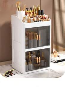 Large Capacity Transparent Cosmetic Storage Box - Multi-Layer Sliding Drawer Style, Suitable For Makeup, Skincare And Lipstick - Lightweight Plastic Vanity Organizer,For Holiday Beach, Bathroom Collection, Bedroom Collection, Large Capacity - Multicolor - View 5