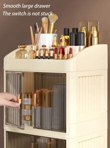 Large Capacity Transparent Cosmetic Storage Box - Multi-Layer Sliding Drawer Style, Suitable For Makeup, Skincare And Lipstick - Lightweight Plastic Vanity Organizer,For Holiday Beach, Bathroom Collection, Bedroom Collection, Large Capacity - Multicolor - View 4