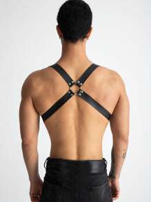 1 件男士纯色皮革背带，日常衬衫装束配件