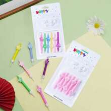 1 Box Of 6pcs Short Stem Flower & Heart Cake Candles, Multi-Color Options (Colorful, Red, Pink), Cute Cartoon Sunflower Decor Candles Ideal For Birthday, Christmas, Party Cupcake & Cake Decoration Gifts Graduation