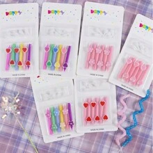 1 Box Of 6pcs Short Stem Flower & Heart Cake Candles, Multi-Color Options (Colorful, Red, Pink), Cute Cartoon Sunflower Decor Candles Ideal For Birthday, Christmas, Party Cupcake & Cake Decoration Gifts Graduation