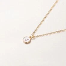 1pc Initial Letter A-Z Pendant Necklace, Gold Color Disc Charm Necklace, Suitable For Birthday, Mother's Day, Valentine's Day, Daily Wear Valentines,Mom,Mother,Mother's Day,Gift