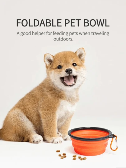 1pc Portable Collapsible TPE Pet Bowl, 350ml Foldable Water/Food Bowl For Outdoor Use