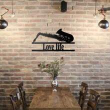 1pc Customized Saxophone Metal Wall Art, Modern Decorative Iron Plaque, Suitable For Office, Living Room, Bedroom, Terrace, Kitchen, Garden, Store, Cafe, Ballroom, Bar, Country House Wall Decor, Housewarming, Holiday, Birthday Gift, Saxophone Music Lover Gift, Removable And Reusable. Gifts Graduation
