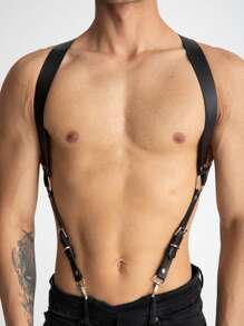 1 件男士纯色皮革背带，日常衬衫装束配件