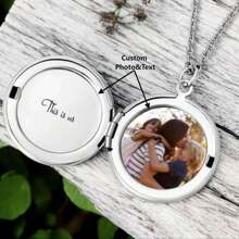Custom Photo And Text Round Locket Necklace, Round Locket, Engraved Locket, Gift For Her, Memorial Gift,Christmas Gift, Halloween Gift, Anniversary Gift