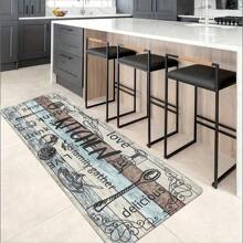1pc Vintage Versatile Wood Grain Printed Water Absorbing Non-Slip Kitchen Mat, Single Set, Dirt Resistant & Machine Washable, Kitchen/Dining Room/Entryway Decor Mat - Multicolor - View 13