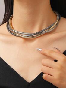 1pc Fashionable Minimalist Snake Bone Woven Necklace/Choker, Suitable For Women's Daily, Banquet And Party Wear