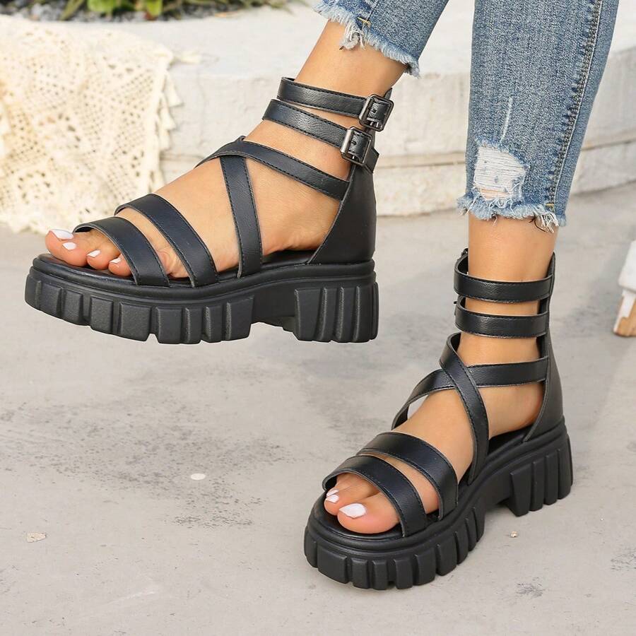 Women's Thick Sole Hollow Out HighTop Sandals, 2025 New Wedge Platform