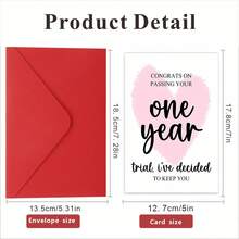 1pc Funny Anniversary Card, 1 Year Anniversary Card For Boyfriend/Girlfriend, Husband/Wife, Congratulations On Passing The Probation Period, 5*7in - With Thick Envelope