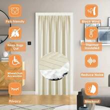 1 panel de cortinas térmicas de invierno, aislantes, cálidas, insonorizadas, a prueba de viento, que reducen el ruido, 100% opacas, decoración moderna para el hogar, cortinas gruesas - Beis - Ver 9